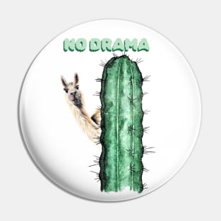 No Drama Llama Lama Humorous Funny Cactus No Stress Pin