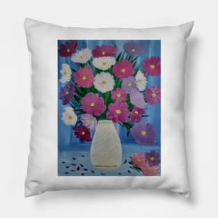 mixed flowers in a white vase Pillow