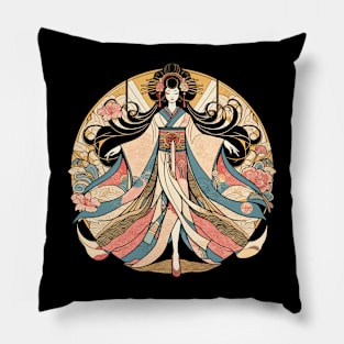 Geisha in a circle Pillow