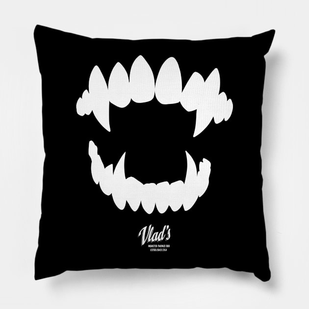 Vlad's Monster-themed bar Established 1764 Pillow by zombieroomie