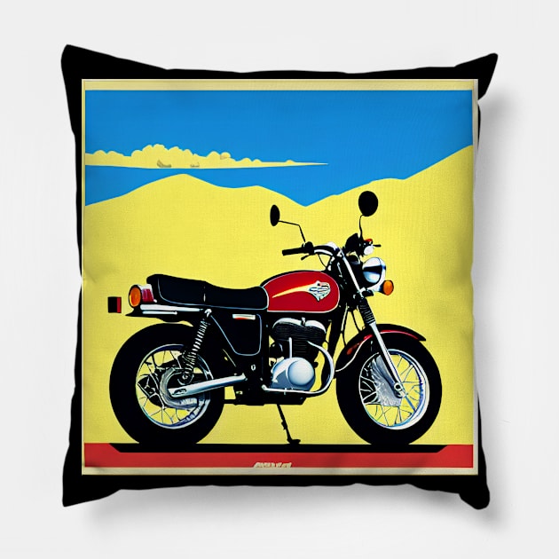 60s Vintage Style Motorcycle Poster Pillow by BAYFAIRE