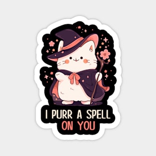 Funny Cat Pun Witch Spell Graphic Men Kids Women Halloween Magnet