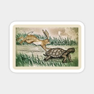 The tortoise and the hare race Magnet