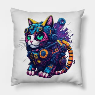 Colorful Robotic Cat Pillow