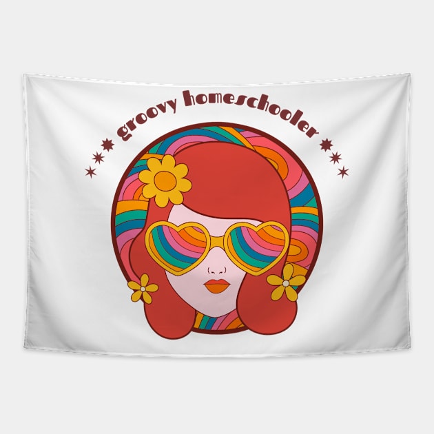 Groovy Homeschooler, Colorful Vintage Retro Style Tapestry by BeeDesignzzz