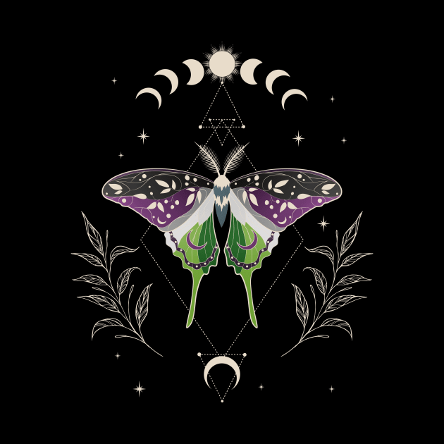 Aroace Luna Moth LGBT Asexual Aromantic Pride Flag by Psitta