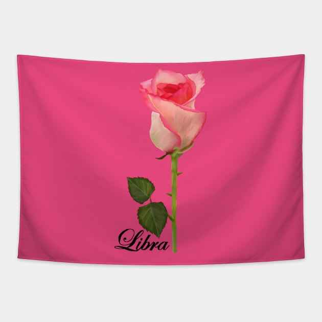 Libra Zodiac Horoscope Rose hand drawn art Tapestry by Funky Aviation