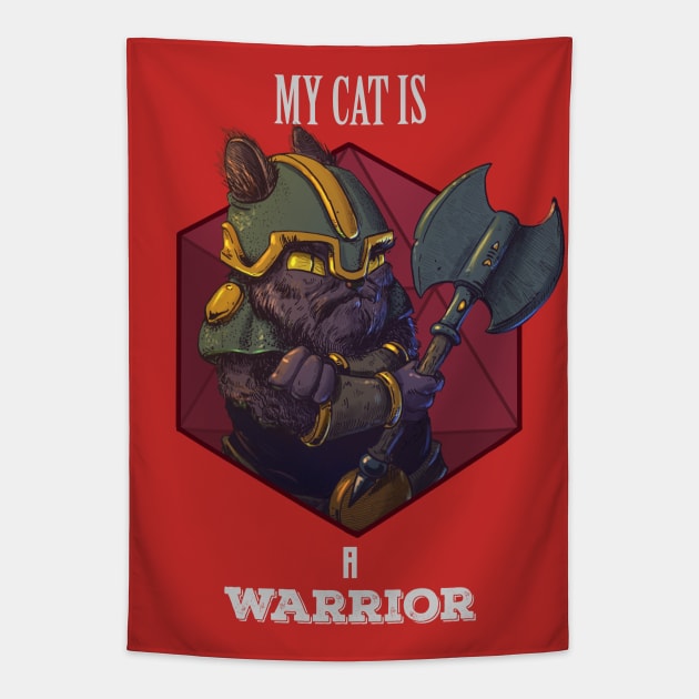 RPG Cat Warrior Tapestry by Carlos CD