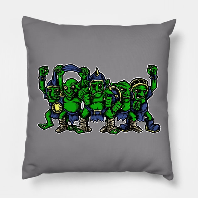 Fantasy Football Goblin Team - Blue Pillow by Spevna