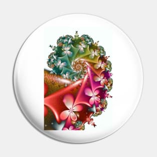 Abstract Fractal Spinning Spring Spiral Bouquet Pin