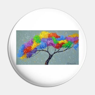 A multi-colored tree Pin