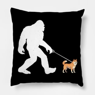 Bigfoot Walking Akita Dog Sasquatch Pillow