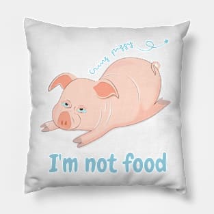 Cring piggy with light blue font color Pillow