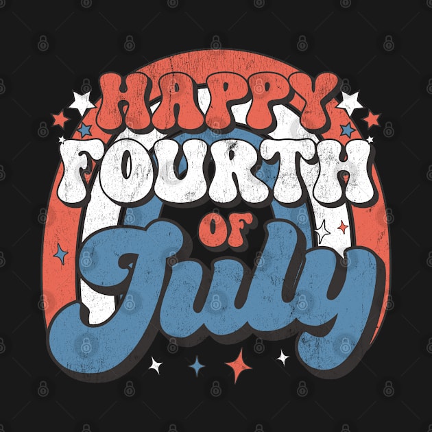 Vintage Groovy Happy 4th of July American Retro Patriotic by BramCrye