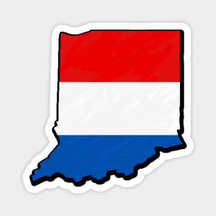 Red, White, and Blue Indiana Outline Magnet