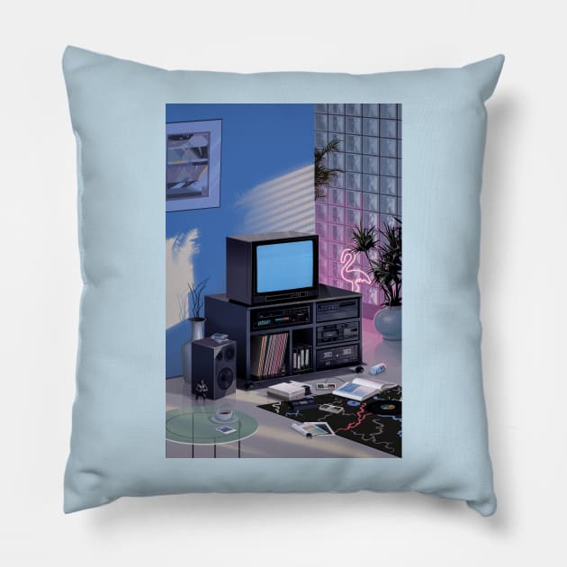 Morning TV 90s Pillow by Mr.Melville