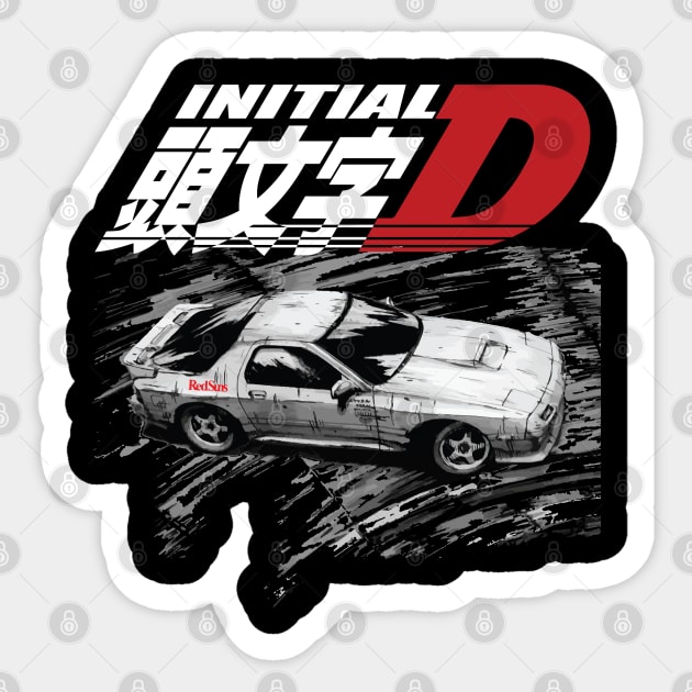 Initial D FC RX7 Stage 1 Drifting - Ryosuke Takahash RedSuns anime night |  Sticker