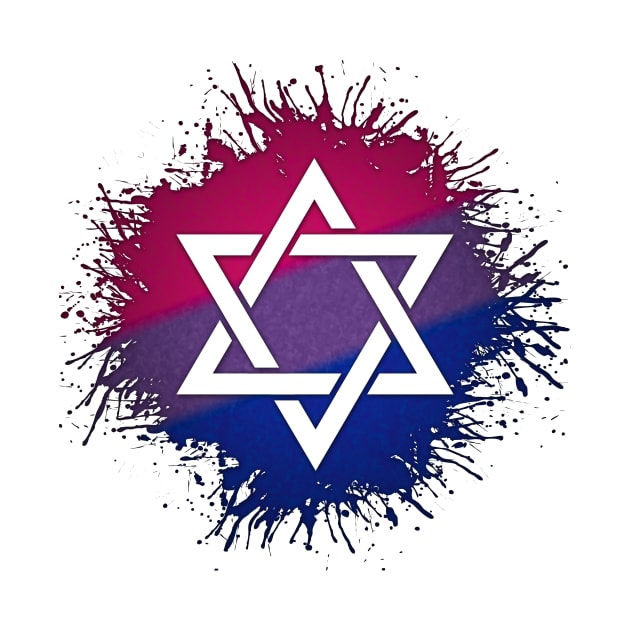 Paint Splatter Bisexual Pride Star of David Symbol by LiveLoudGraphics