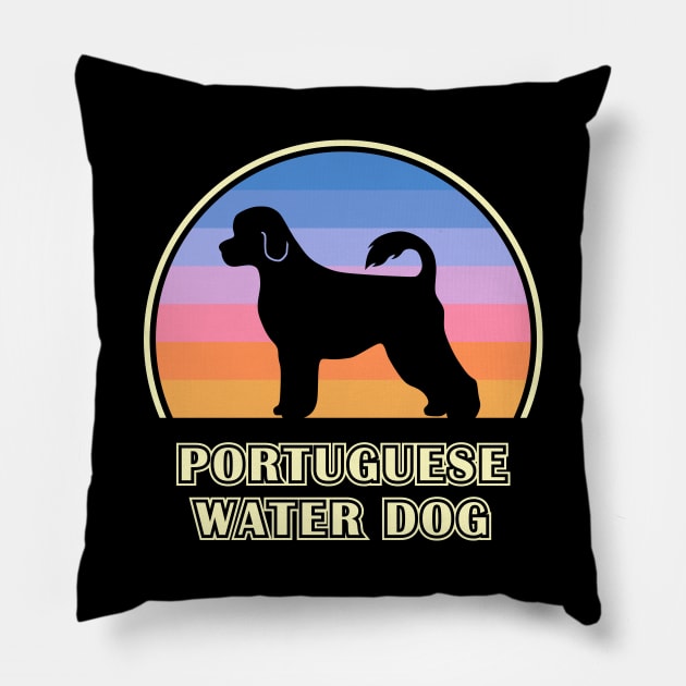 Portuguese Water Dog Vintage Sunset Dog Pillow by millersye