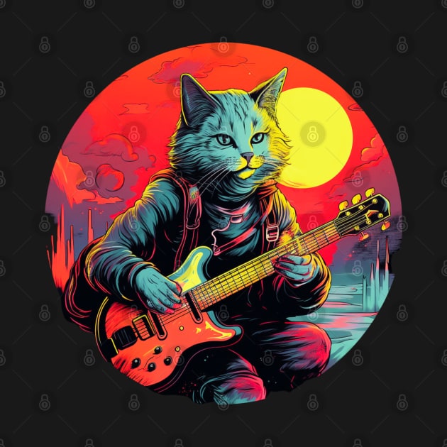 Cat Playing Guitar Funny Cat With Guitar Cute Cat Guitar by OscarVanHendrix