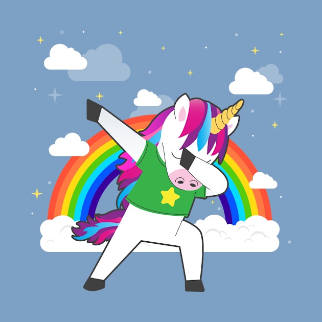 Dabbing Unicorn | Rainbow | Dance T-Shirt | Gift Idea by MerchMadness