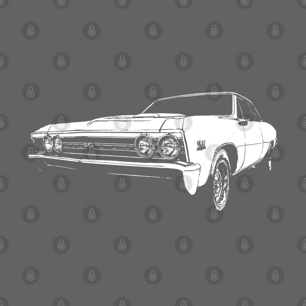 1967 Chevy Chevelle - stylized white on dark background by mal_photography