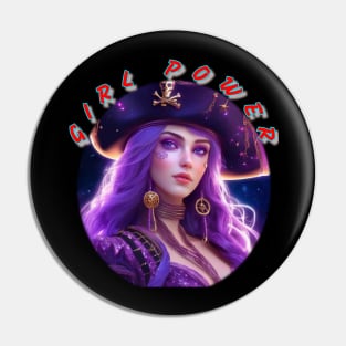 Girl power, violet eyed pirate Pin