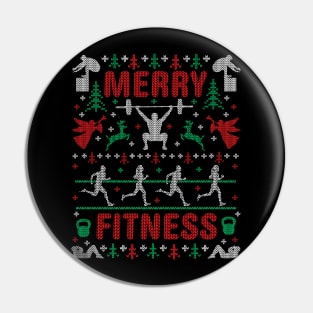 Funny Merry Fitness Exercise Gym Ugly Christmas Sweater Party Pin