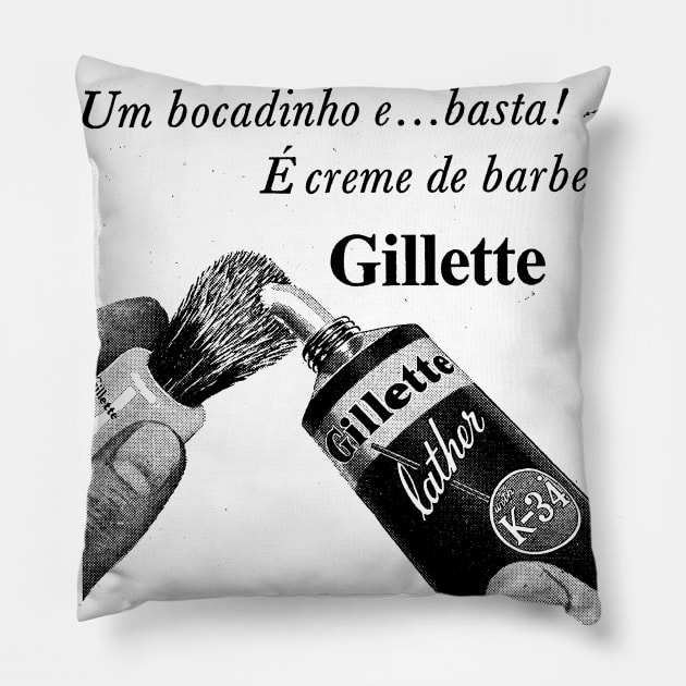 Gillette - Vintage Portuguese Advertising 1958 Pillow by MalcolmDesigns