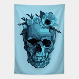 Skull With Flower Crown Tapestry