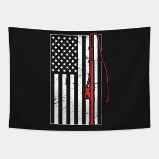 American Flag & Fishing Pole Tapestry