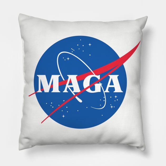 Nasa / MAGA Logo Tribute/Parody Design Pillow by DankFutura