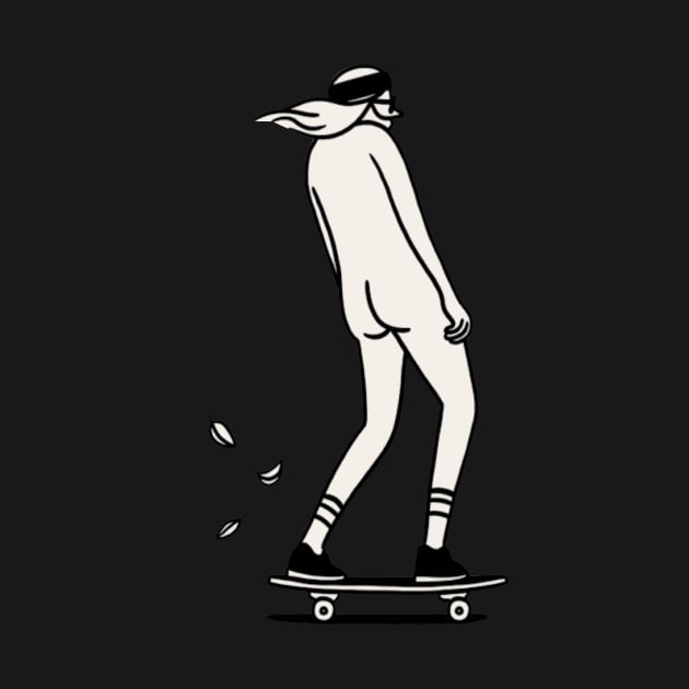 Hipster Skateboarder 2 - Digital Drawing - B&W by euror-design