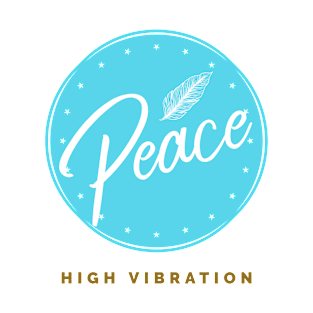 Peace High Vibration, White Feather Design T-Shirt