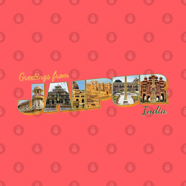 Greetings from Jaipur in India Vintage style retro souvenir by DesignerPropo