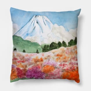 flowers and Mount Fuji Japanese Woodblock arts Pillow