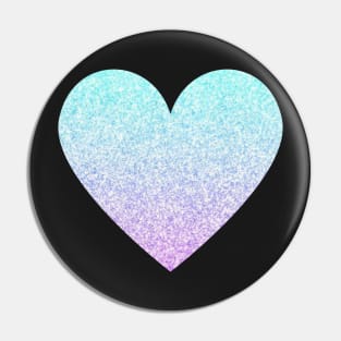 Light Blue and Purple Ombre Faux Glitter Heart Pin