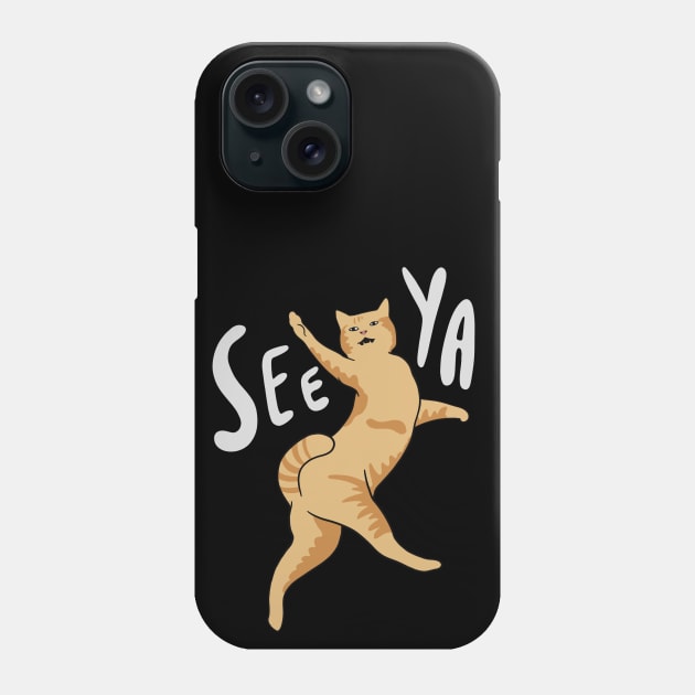 Cute Cat Jumping - Whimsical Funny Kitty Drawing (For Cat Dad and Cat Mom) Phone Case by isstgeschichte