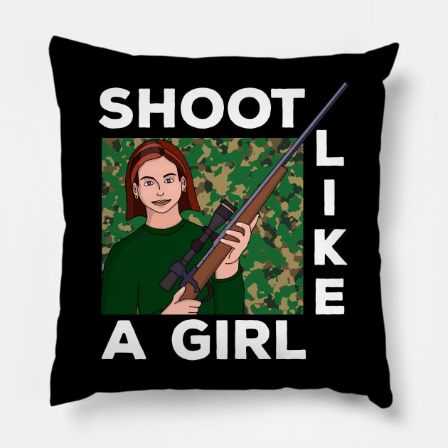 Shoot Like a Girl Pillow by DiegoCarvalho