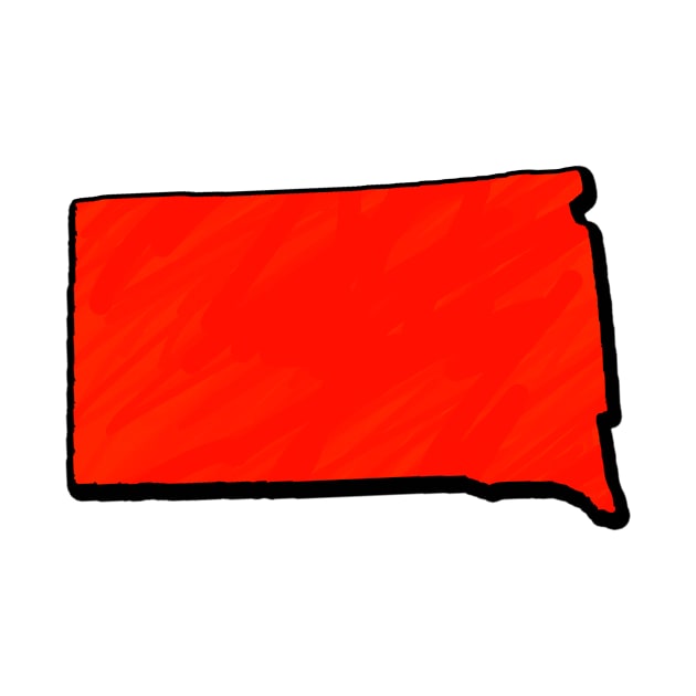 Bright Red South Dakota Outline by Mookle