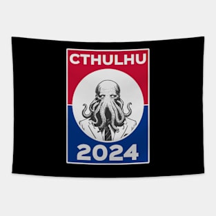 Cthulhu For President USA 2024 Election Red Blue Tapestry