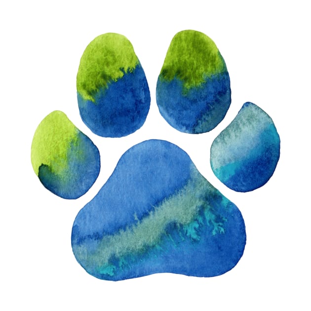 Blue Green Paw Print by dragonstarart