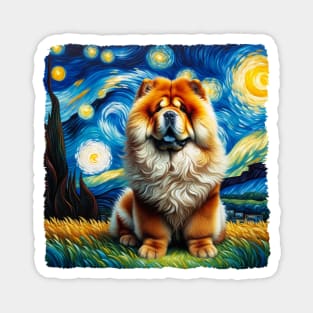 Starry Chow Chow Dog Portrait - Pet Portrait Magnet
