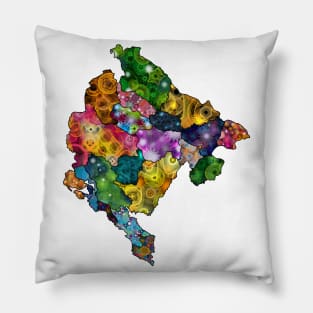 Spirograph Patterned Montenegro Statistical Regions Map Pillow