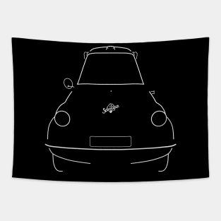 Scootacar classic British three wheeler microcar white outline graphic Tapestry