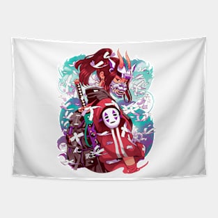 White Dragon Samurai Tapestry