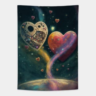 Two hearts in space Tapestry