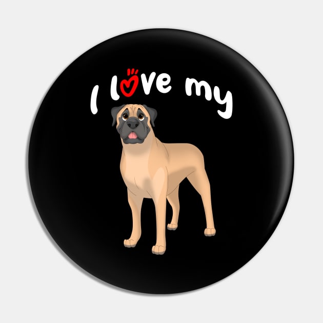 I Love My Bullmastiff Dog Pin by millersye