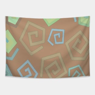 Moroccan Tile Design | Brown, Pistachio and Turquoise Tapestry