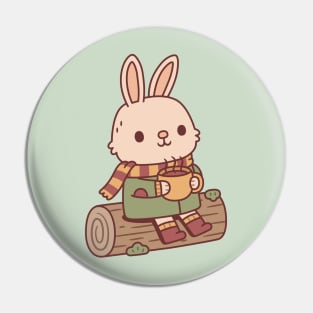 Cute Bunny Rabbit With Hot Coffee Pin